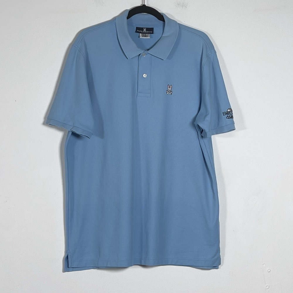 Psycho Bunny Polo Shirt Size 7 US Mens XL Blue Pima Cotton Short Sleeve Preppy
